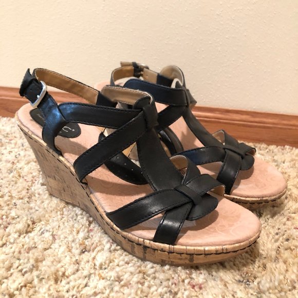 Born Shoes - BOC Born Black Strappy Wedges